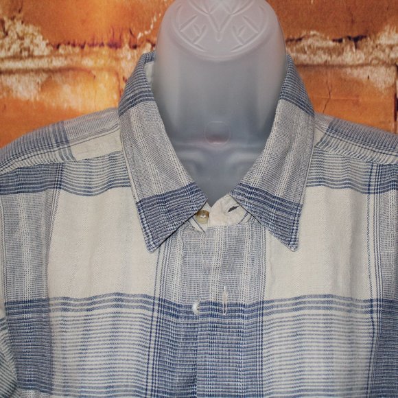 Stoneriver Blue Plaid L Short Sleeve Button Up - Picture 5 of 11